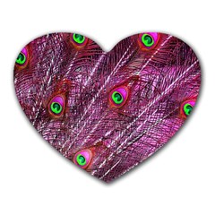 Peacock Feathers Color Plumage Heart Mousepads by Sapixe