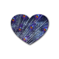 Peacock Feathers Color Plumage Blue Heart Coaster (4 Pack)  by Sapixe