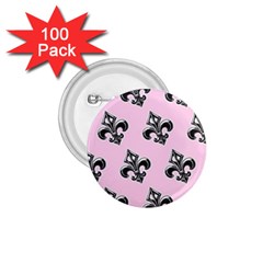 French France Fleur De Lys Metal Pattern Black And White Antique Vintage Pink And Black Rocker 1 75  Buttons (100 Pack) 