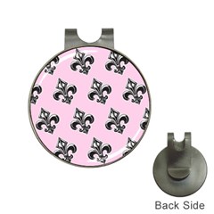 French France Fleur De Lys Metal Pattern Black And White Antique Vintage Pink And Black Rocker Hat Clips With Golf Markers by Quebec