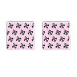 French France Fleur De Lys Metal Pattern black and white antique vintage pink and black rocker Cufflinks (Square) Front(Pair)