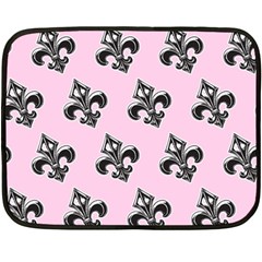 French France Fleur De Lys Metal Pattern Black And White Antique Vintage Pink And Black Rocker Double Sided Fleece Blanket (mini)  by Quebec