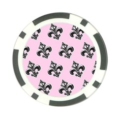 French France Fleur De Lys Metal Pattern Black And White Antique Vintage Pink And Black Rocker Poker Chip Card Guard (10 Pack) by Quebec