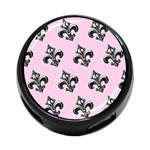 French France Fleur De Lys Metal Pattern black and white antique vintage pink and black rocker 4-Port USB Hub (Two Sides) Front