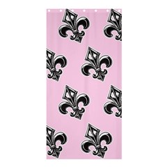 French France Fleur De Lys Metal Pattern Black And White Antique Vintage Pink And Black Rocker Shower Curtain 36  X 72  (stall)  by Quebec