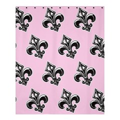 French France Fleur De Lys Metal Pattern Black And White Antique Vintage Pink And Black Rocker Shower Curtain 60  X 72  (medium)  by Quebec