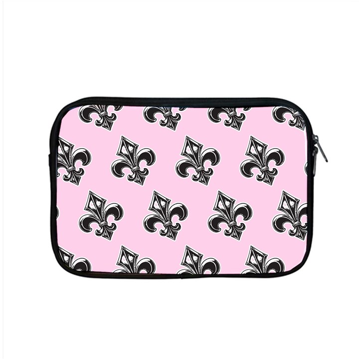 French France Fleur De Lys Metal Pattern black and white antique vintage pink and black rocker Apple MacBook Pro 15  Zipper Case