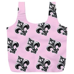 French France Fleur De Lys Metal Pattern Black And White Antique Vintage Pink And Black Rocker Full Print Recycle Bag (xxxl) by Quebec