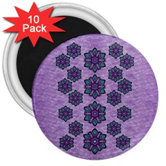 A Gift With Flowers Stars And Bubble Wrap 3  Magnets (10 Pack)  by pepitasart