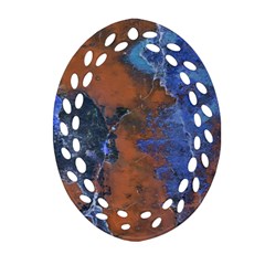 Grunge Colorful Abstract Texture Print Oval Filigree Ornament (Two Sides)