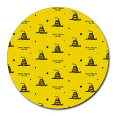 Gadsden Flag Don t Tread On Me Yellow And Black Pattern With American Stars Round Mousepads