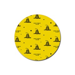 Gadsden Flag Don t Tread On Me Yellow And Black Pattern With American Stars Rubber Round Coaster (4 Pack) 