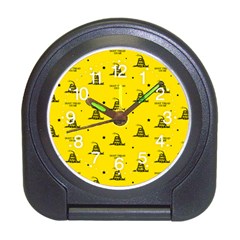 Gadsden Flag Don t Tread On Me Yellow And Black Pattern With American Stars Travel Alarm Clock by snek