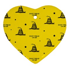 Gadsden Flag Don t Tread On Me Yellow And Black Pattern With American Stars Heart Ornament (two Sides)