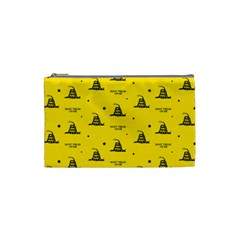 Gadsden Flag Don t Tread On Me Yellow And Black Pattern With American Stars Cosmetic Bag (small) by snek