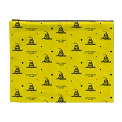 Gadsden Flag Don t Tread On Me Yellow And Black Pattern With American Stars Cosmetic Bag (xl)