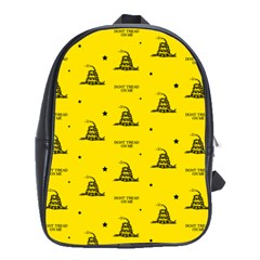 Gadsden Flag Don t Tread On Me Yellow And Black Pattern With American Stars School Bag (large)