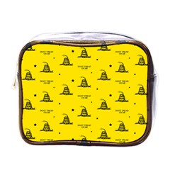 Gadsden Flag Don t Tread On Me Yellow And Black Pattern With American Stars Mini Toiletries Bag (one Side)