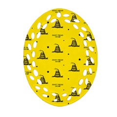 Gadsden Flag Don t Tread On Me Yellow And Black Pattern With American Stars Oval Filigree Ornament (two Sides)