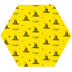 Gadsden Flag Don t Tread On Me Yellow And Black Pattern With American Stars Wooden Puzzle Hexagon by snek