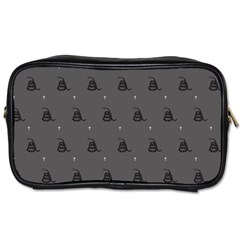 Gadsden Flag Don t Tread On Me Black And Gray Snake And Metal Gothic Crosses Toiletries Bag (one Side) by snek