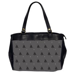 Gadsden Flag Don t Tread On Me Black And Gray Snake And Metal Gothic Crosses Oversize Office Handbag (2 Sides) by snek