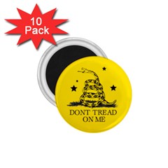 Gadsden Flag Don t Tread On Me Yellow And Black Pattern With American Stars 1 75  Magnets (10 Pack) 