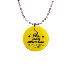 Gadsden Flag Don t Tread On Me Yellow And Black Pattern With American Stars 1  Button Necklace