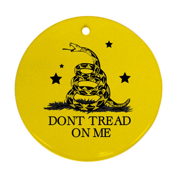 Gadsden Flag Don t tread on me Yellow and Black Pattern with american stars Round Ornament (Two Sides)