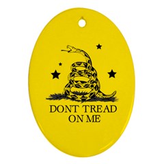 Gadsden Flag Don t Tread On Me Yellow And Black Pattern With American Stars Oval Ornament (two Sides) by snek