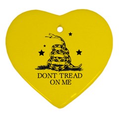 Gadsden Flag Don t Tread On Me Yellow And Black Pattern With American Stars Heart Ornament (two Sides) by snek