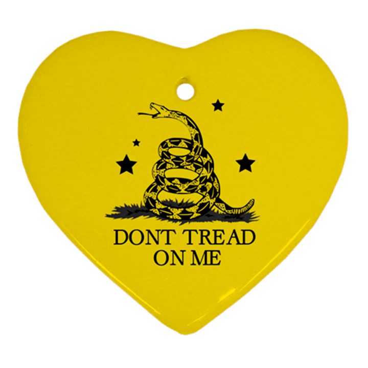 Gadsden Flag Don t tread on me Yellow and Black Pattern with american stars Heart Ornament (Two Sides)