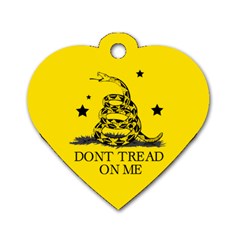 Gadsden Flag Don t Tread On Me Yellow And Black Pattern With American Stars Dog Tag Heart (two Sides)