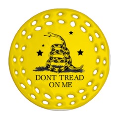 Gadsden Flag Don t Tread On Me Yellow And Black Pattern With American Stars Ornament (round Filigree) by snek