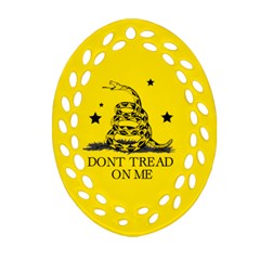 Gadsden Flag Don t Tread On Me Yellow And Black Pattern With American Stars Ornament (oval Filigree) by snek