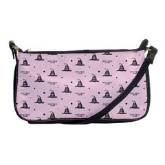 Gadsden Flag Don t Tread On Me Light Pink And Black Pattern With American Stars Shoulder Clutch Bag by snek