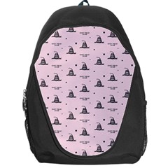 Gadsden Flag Don t Tread On Me Light Pink And Black Pattern With American Stars Backpack Bag by snek