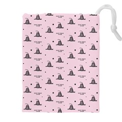 Gadsden Flag Don t Tread On Me Light Pink And Black Pattern With American Stars Drawstring Pouch (5xl) by snek