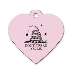 Gadsden Flag Don t Tread On Me Light Pink And Black Pattern With American Stars Dog Tag Heart (one Side) by snek