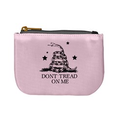 Gadsden Flag Don t Tread On Me Light Pink And Black Pattern With American Stars Mini Coin Purse by snek