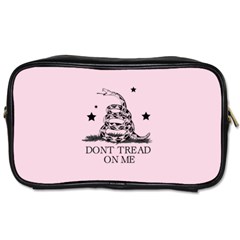 Gadsden Flag Don t Tread On Me Light Pink And Black Pattern With American Stars Toiletries Bag (two Sides) by snek