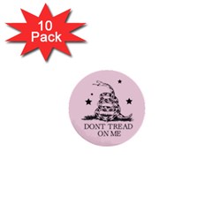 Gadsden Flag Don t Tread On Me Light Pink And Black Pattern With American Stars 1  Mini Buttons (10 Pack) 