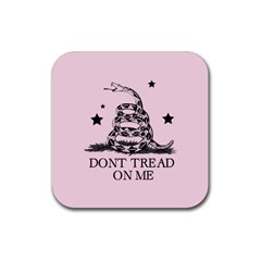 Gadsden Flag Don t Tread On Me Light Pink And Black Pattern With American Stars Rubber Coaster (square) 