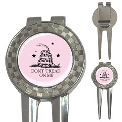 Gadsden Flag Don t Tread On Me Light Pink And Black Pattern With American Stars 3-in-1 Golf Divots