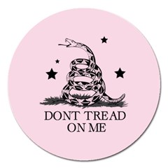 Gadsden Flag Don t Tread On Me Light Pink And Black Pattern With American Stars Magnet 5  (round)