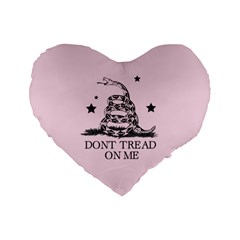 Gadsden Flag Don t Tread On Me Light Pink And Black Pattern With American Stars Standard 16  Premium Flano Heart Shape Cushions by snek