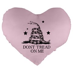 Gadsden Flag Don t Tread On Me Light Pink And Black Pattern With American Stars Large 19  Premium Flano Heart Shape Cushions