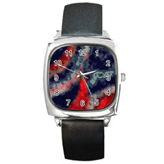 Dégradé Bleu Foncé/rouge Square Metal Watch by kcreatif