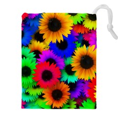 Colorful Sunflowers                                               Drawstring Pouch (5xl) by LalyLauraFLM