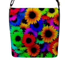 Colorful Sunflowers                                                   Flap Closure Messenger Bag (l) by LalyLauraFLM